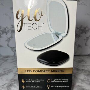 GLO TECH LED COMPACT Magnifying Small Mirror 1X & 10X Travel 4”, Black